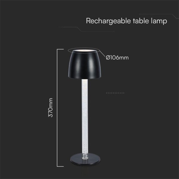 LED stmievateľná nabíjacia stolná lampa LED/3W/5V 3000K čierna