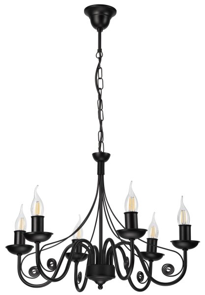 Luster na reťazi DONATO 6xE14/40W/230V čierna