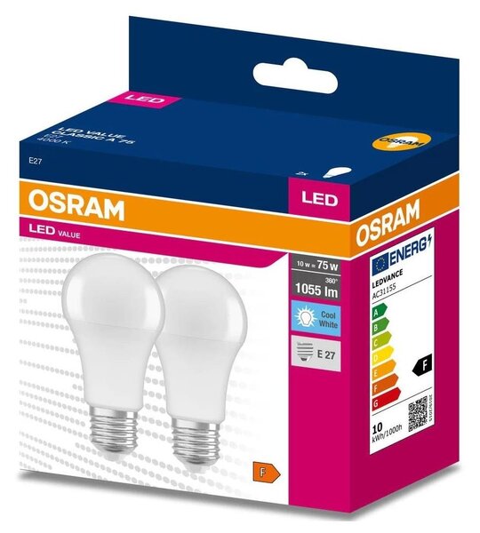 SADA 2x LED Žiarovka A60 E27/10W/230V 4000K - Osram