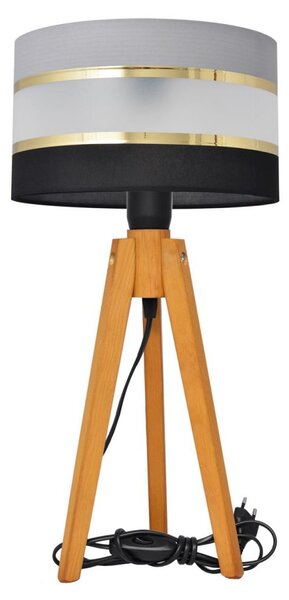 Helam Stolná lampa HELEN 1xE27/60W/230V šedá/čierna/zlatá/dub HE1495 + záruka 3 roky zadarmo