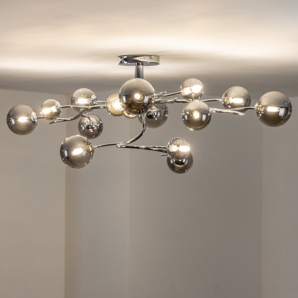 Brilagi - LED prisadený luster MISTEL 15xG9/3W/230V čierny chróm/dymové sklo