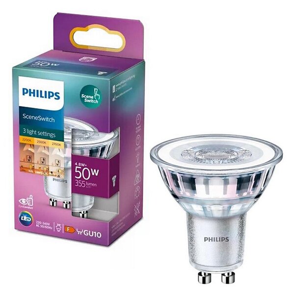 LED žiarovka Philips SCENE SWITCH PAR16 GU10/4,8W/230V 2200/2500/2700K