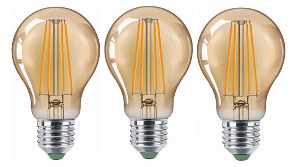 SADA 3x LED Žiarovka CLASIC AMBER A60 E27/9W/230V 2200K - Brilagi