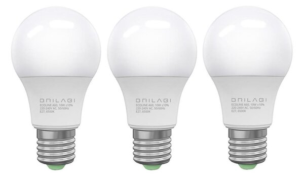 SADA 3x LED Žiarovka ECOLINE A60 E27/10W/230V 4000K - Brilagi
