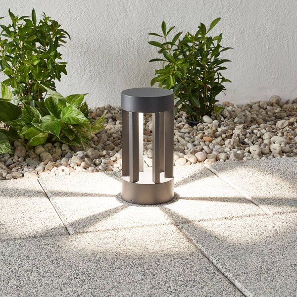 Lindby LED podstavné svetlo Jordis, 22 cm, antracit, hliník, Čierna, Hliník, Moderný, Nástenné svietidlo