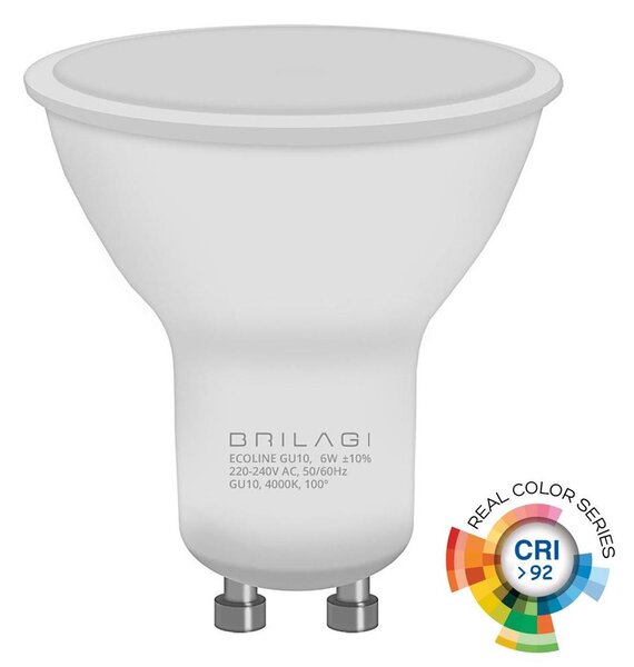 LED žiarovka ECOLINE GU10/6W/230V 4000K CRI 92 - Brilagi