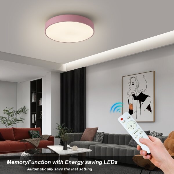Brilagi - LED stmievateľné stropné svietidlo POOL LED/36W/230V 3000-6000K 30 cm ružové + diaľkové ovládanie
