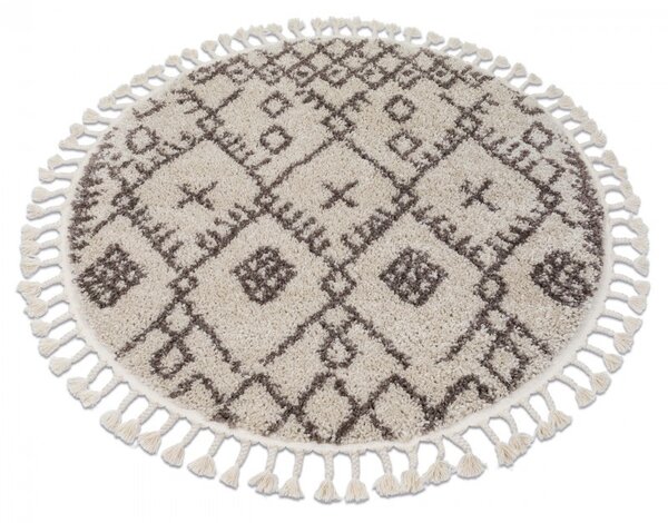 Dywany Łuszczów, Kusový koberec Berber Tanger B5940 cream and brown kruh, 120x120 (priemer) kruh, hnedá, obývacia izba