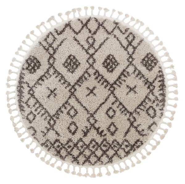 Dywany Łuszczów, Kusový koberec Berber Tanger B5940 cream and brown kruh, 120x120 (priemer) kruh, hnedá, obývacia izba