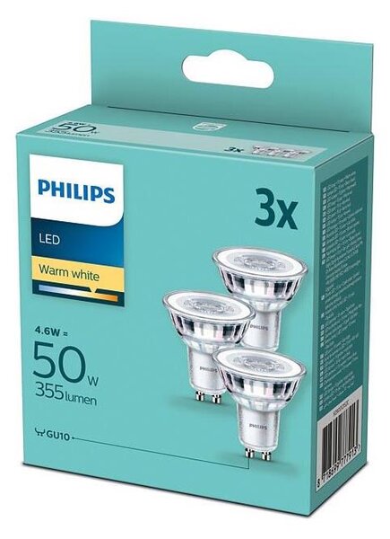 SADA 3x LED Žiarovka Philips GU10/4,6W/230V 2700K