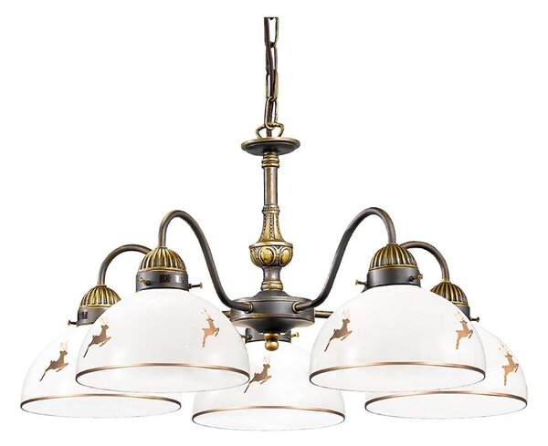 Kolarz 731.85.150 - Luster na reťazi NONNA 5xE27/75W/230V s parožím, ružové zlato