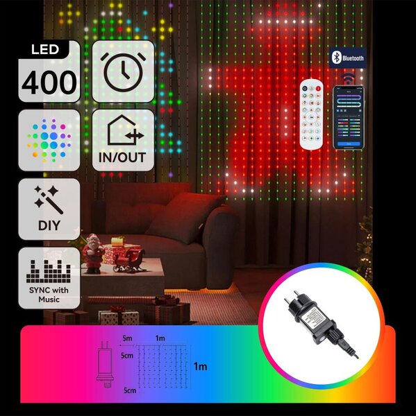 Aigostar - Dekoratívna LED RGBY svetelná reťaz 400xLED/15W/230V 1x1m IP44 + DO