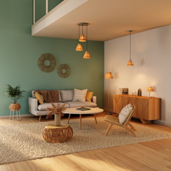 Ledvance - Luster na lanku DECOR RAFFIA 3xE27/15W/230V rafia