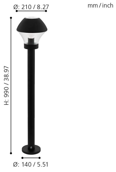 Eglo 33568 - LED stmievateľná vonkajšia lampa VERLUCCA-C 1xE27/9W/230V IP44