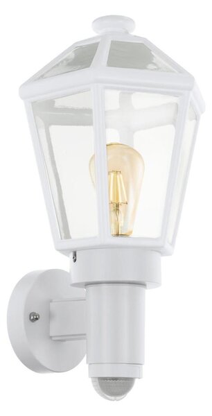 Eglo 79288 - Vonkajšie nástenné svietidlo so senzorom MONSELICE 1xE27/28W/230V IP44 biele