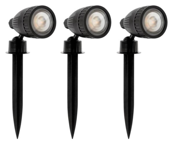 Eglo 31028 - Sada 3x LED RGBW vonkajších svietidiel NEMA-C 1xGU10/5W/230V IP44 čierne + diaľkové ovládanie