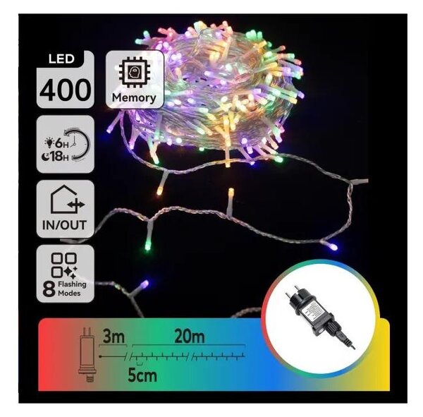 Aigostar - LED RGBY Vonkajší vianočný svetelný reťazec 400xLED/6W/230V 20m IP44