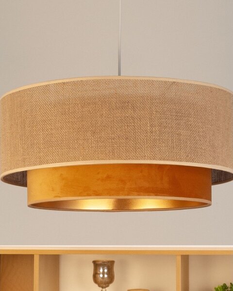 Luster na lanku SARTA 1xE27/60W/230V priemer 45 cm medená/juta