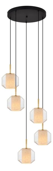Zuma Line 003064-034743-Luster na lanku SOLIX 5xE27/25W/230V pr.73 cm zlatá/čierna