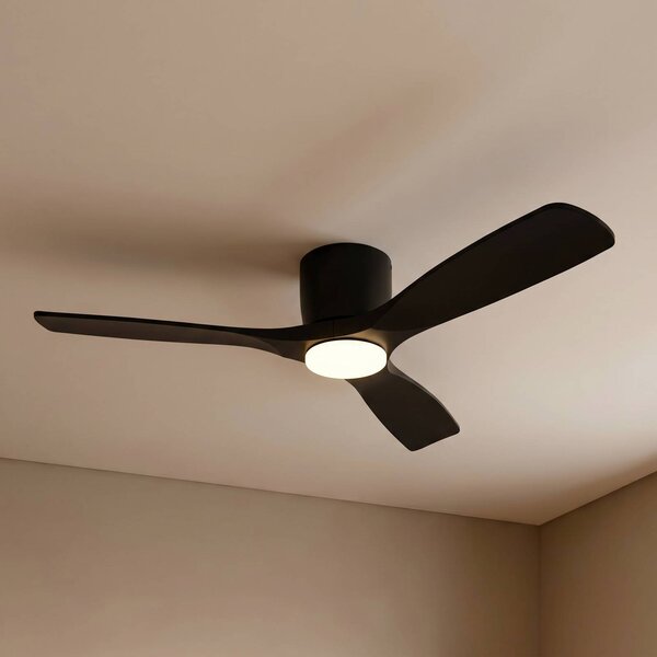 Lucande Smart LED stropný ventilátor Moneno, čierny, DC, Tuya, Čierna, Obývacia izba / jedáleň, kov, Moderný