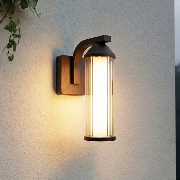 Lindby LED vonkajšie nástenné svietidlo Neravio, hrdzavé, výška 26 cm, IP54, Hnedá / hrdzavá, Hliník, Moderný, Nástenné svietidlo