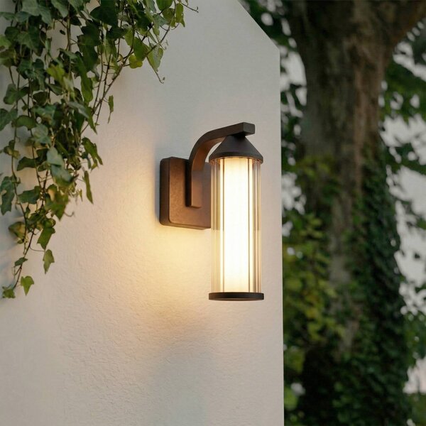 Lindby LED vonkajšie nástenné svietidlo Neravio, hrdzavé, výška 26 cm, IP54, Hnedá / hrdzavá, Hliník, Moderný, Nástenné svietidlo