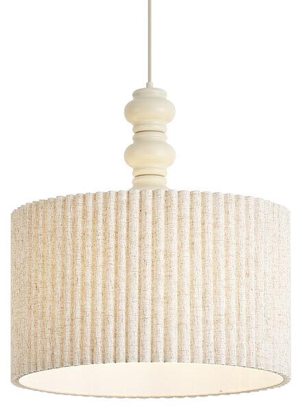 Japandi závesná lampa béžová s ľanovým tienidlom 50cm - Fedde