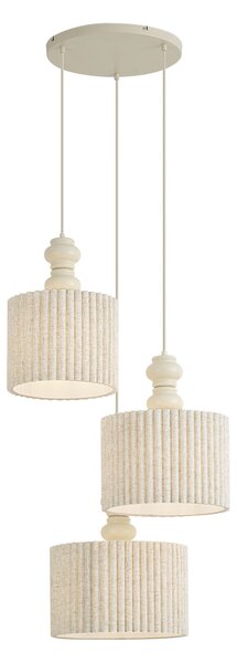 Japandi závesná lampa béžová s ľanovým tienidlom 3-svetlá - Fedde