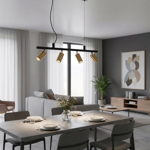 Ideal Lux - LED Luster na lanku DYNAMITE 4xGU10/7W/230V CRI 90 čierna/mosadz