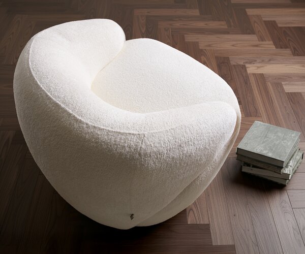 DELIFE Lounge kreslo Nova 88x88 cm bouclé mäkký béžová