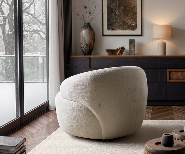 DELIFE Lounge kreslo Nova 88x88 cm bouclé mäkký béžová
