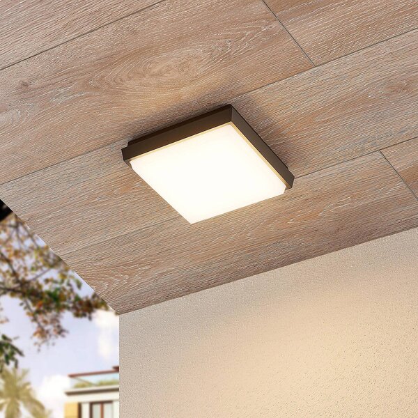 Lucande Amra LED svietidlo, štvorec 17,5 cm, Hliník / sivá / zinok, Plast, Moderný, Stropné svetlo