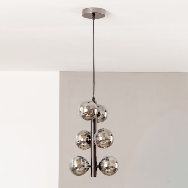 Brilagi - LED luster na lane MILLA 6xG9/3W/230V čierny chróm/dymové sklo