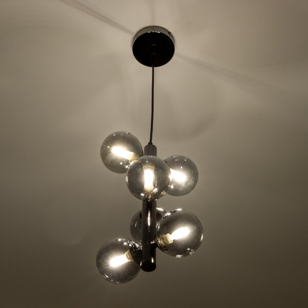 Brilagi - LED luster na lane MILLA 6xG9/3W/230V čierny chróm/dymové sklo