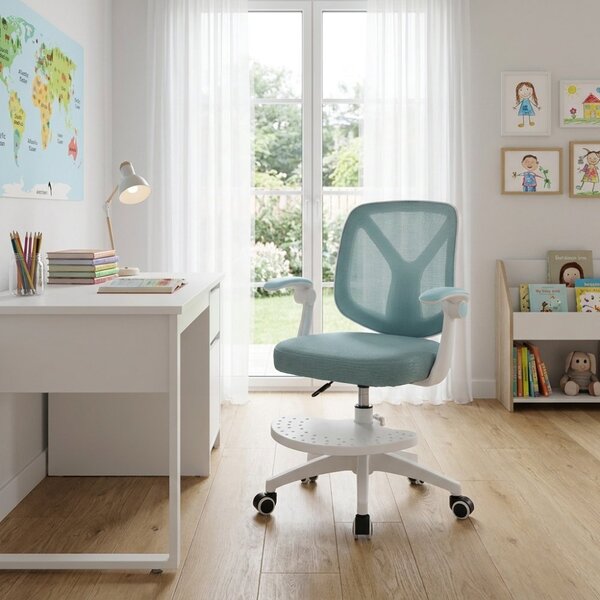 Detská otočná stolička Neoseat JUNI 010 s podnožou — látka, modrá