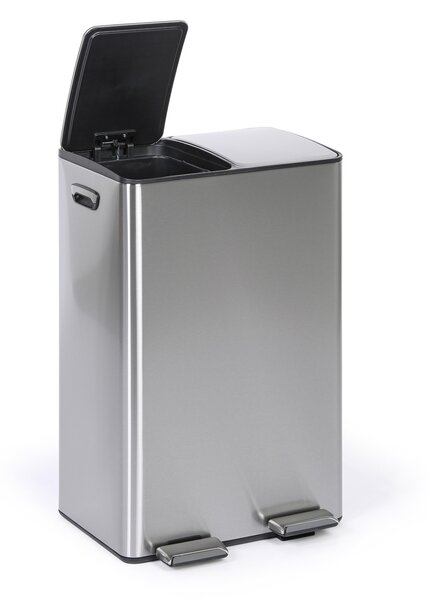 Kôš na triedený odpad, 2x 30 l, nerez, nášľapný