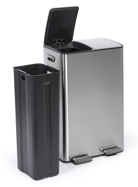 Kôš na triedený odpad, 2x 30 l, nerez, nášľapný
