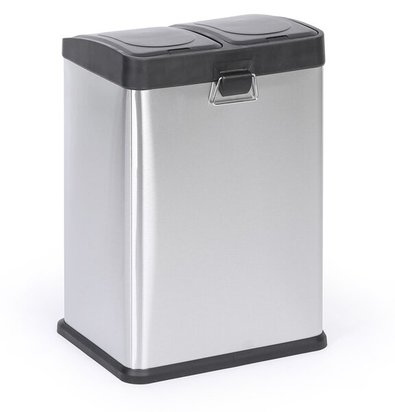 Kôš na triedený odpad, 2x 20 l, nerez, nášľapný