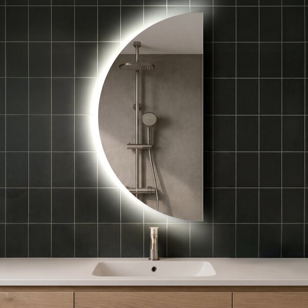80x160 Moderné LED Polokruhové Zrkadlo - Štýlové Osvetlenie pre Kúpeľňu D221 | ľavé