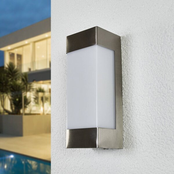 Lindby LED vonkajšie nástenné svietidlo Severina, výška 25 cm, nerezová oceľ, Hliník / sivá / zinok, Nehrdzavejúca oceľ, Moderný, Nástenné svietidlo