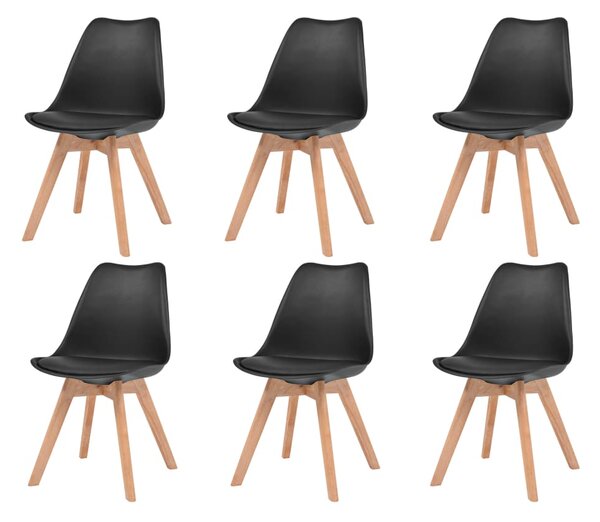 Jedálenské stoličky 6 ks, čierne, plast