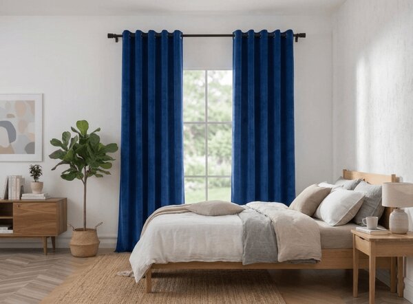Zatemňovací záves DREAM VELVET 140x250 cm, námornícka modrá Zavesenie: Kovové krúžky