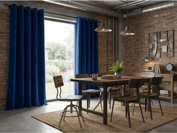 Zatemňovací záves DREAM VELVET 140x250 cm, námornícka modrá Zavesenie: Kovové krúžky