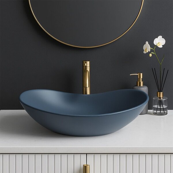Rea Royal, umývadlo na dosku 615x355x155 mm, modrá matná, REA-U6373