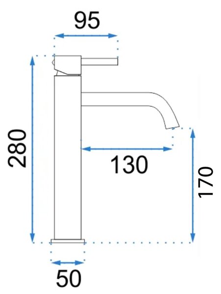 Rea Lungo Grip, vysoká umývadlová batéria h-280, medená matná, REA-B6896