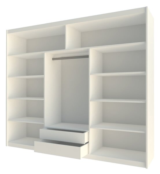Šatníková skriňa so zrkadlom a LED osvetlením CASILDA - 250 cm, dub sonoma