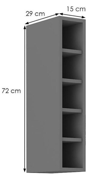 Horná otvorená skrinka NELJA - šírka 15 cm, antracit
