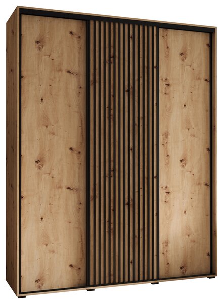 Šatníková skriňa BAYLIN 1 - 190/45 cm, dub artisan / dub artisan / čierna