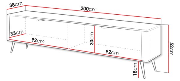 Široký stolík pod televízor CARTAGE - čierny grafit
