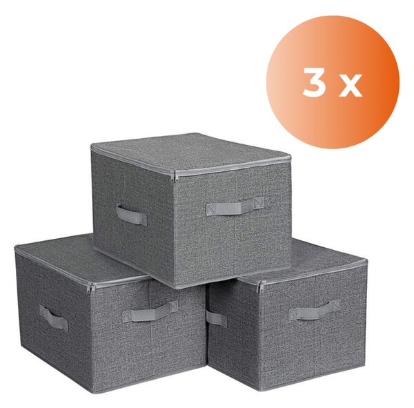 Úložné boxy ELVIS, 3ks, 40x30x25cm, šedá SongmicsHome